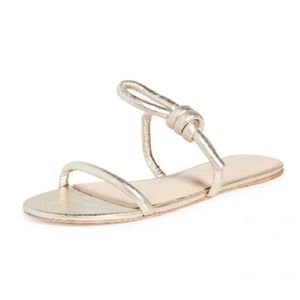 Ulla Johnson Odette Knotted Slides Sandals in Gold NWT